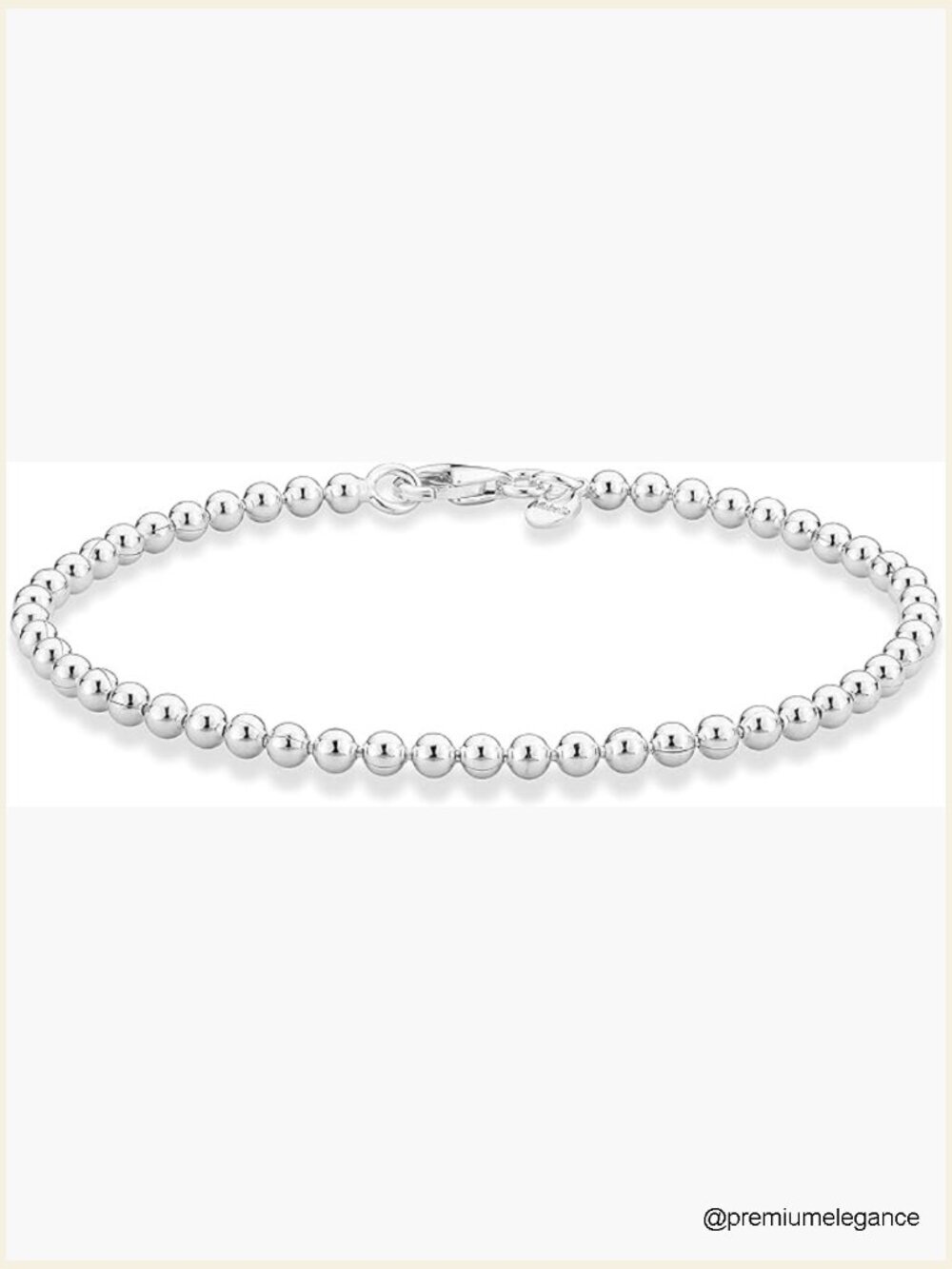 925 Sterling Silver 3mm Bead Ball Strand Chain Bracelet Handmade Italy